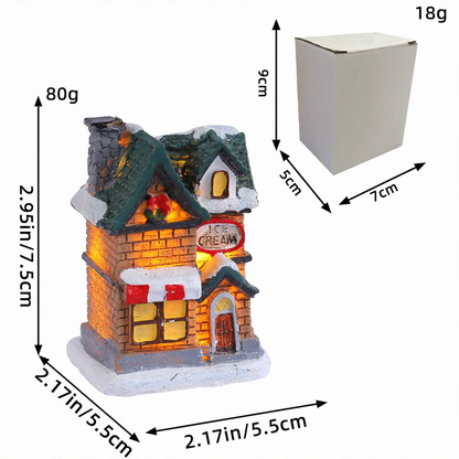 Beleuchtetes Weihnachtshaus aus Kunstharz