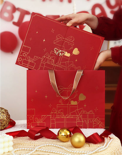 Adventskalender-Geschenkbox, 24 Fächer, mit Goldprägung