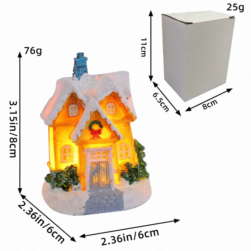 Beleuchtetes Weihnachtshaus aus Kunstharz