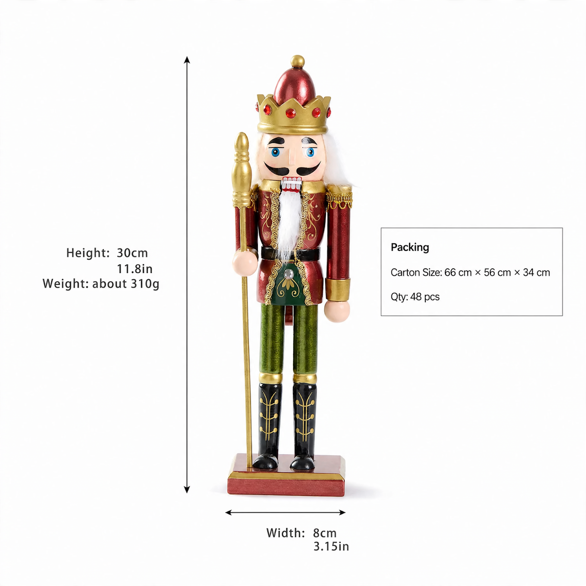 Dekorativer Nussknacker-Soldat, 30 cm oder 38 cm