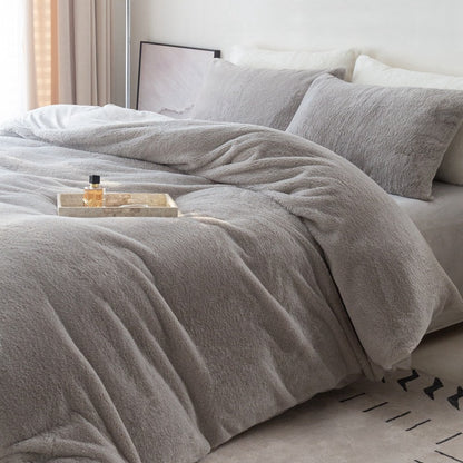 Milchfaser-Fleece Bettwäsche-Set, unifarben, verschiedene Größen