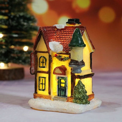 Beleuchtetes Weihnachtshaus aus Kunstharz