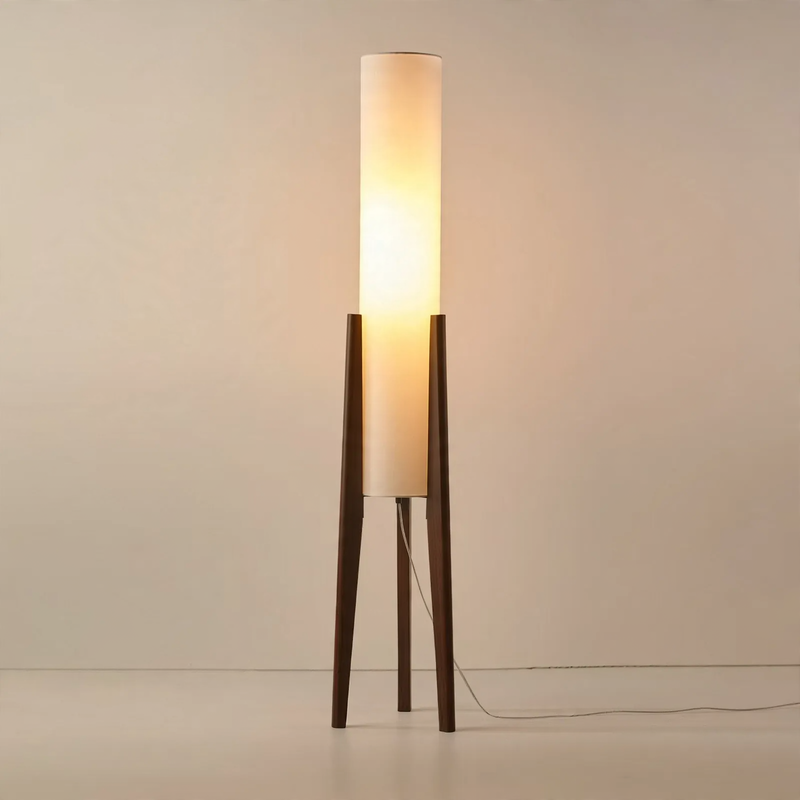 Vintage LED-Stehleuchte mit Holzgestell