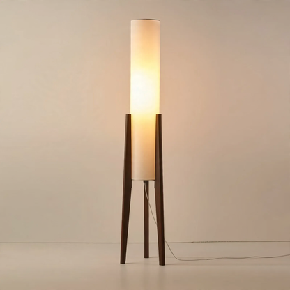 Vintage LED-Stehleuchte mit Holzgestell