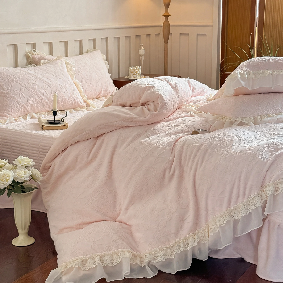 Milchfaser-Fleece Bettwäsche-Set im französischen Stil