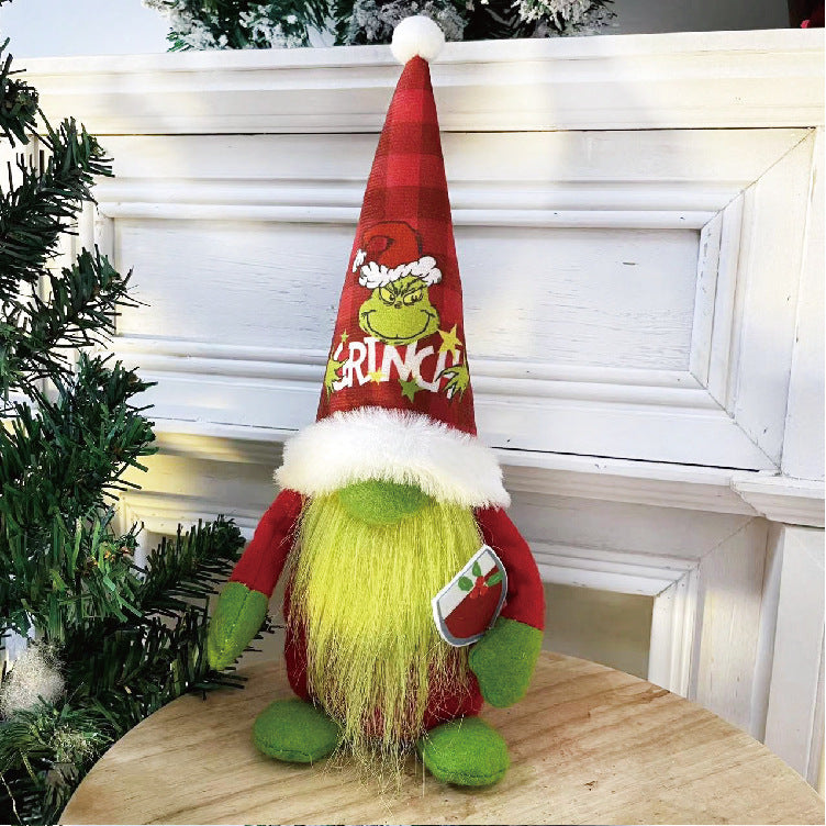 Weihnachts-Wichtelfigur im Grinch-Stil