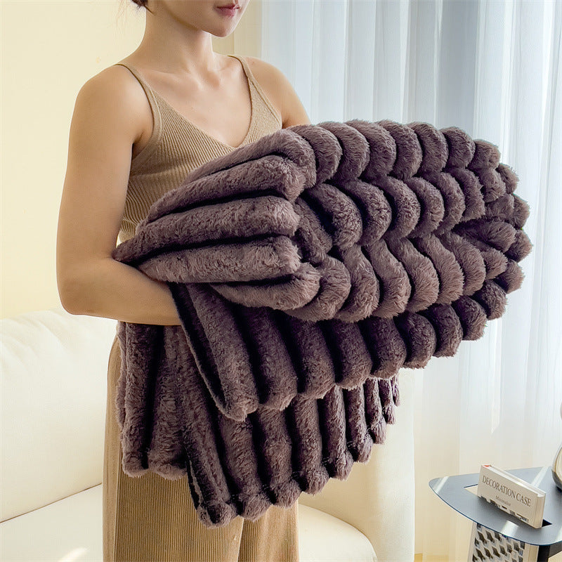 Flauschige Kaninchenfell-Imitat Decke, warm und weich