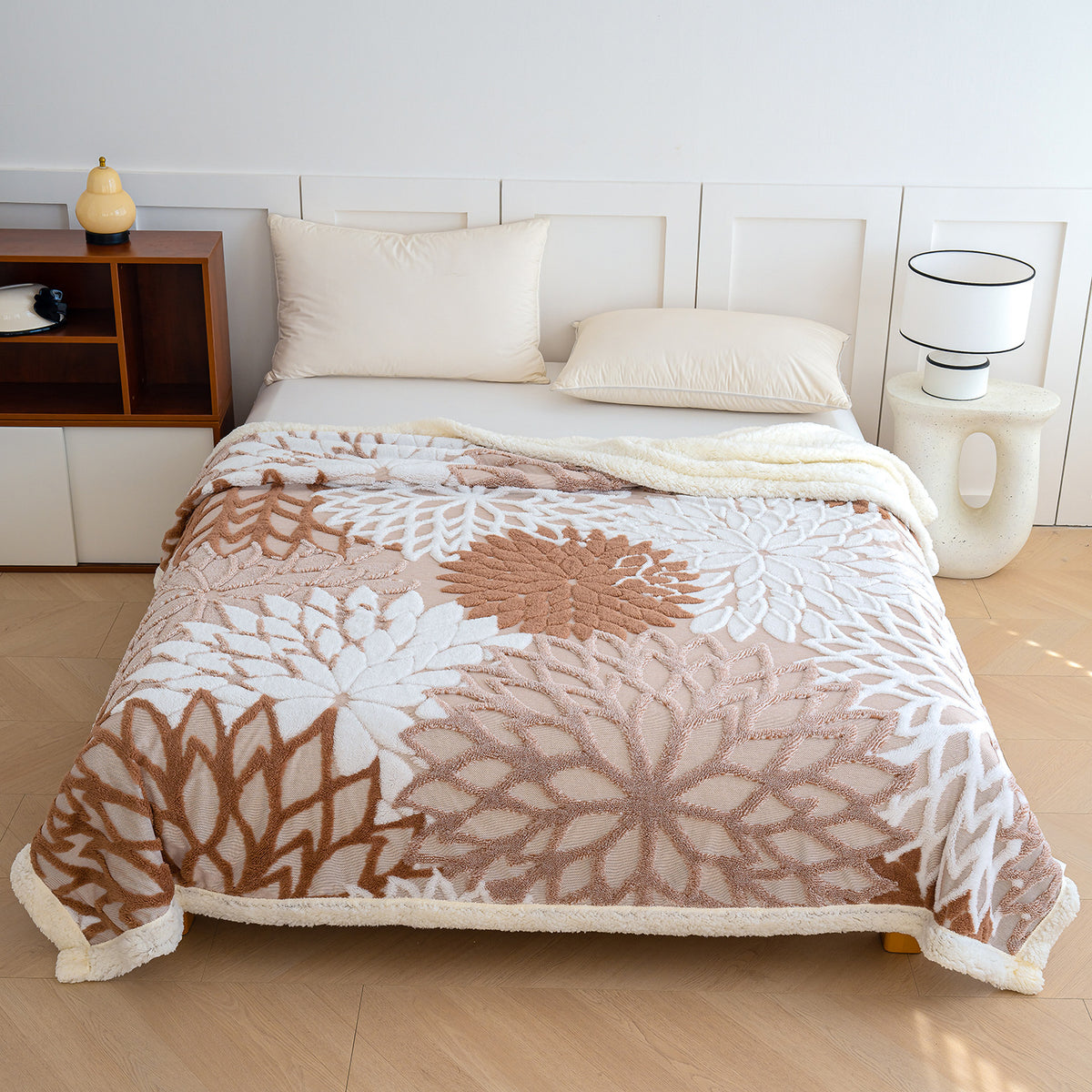 Warme Doppel-Kuscheldecke mit Lammfleece-Imitat