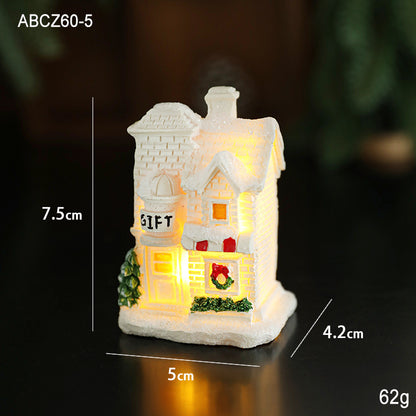 Beleuchtetes Miniatur-Schneehaus aus Kunstharz