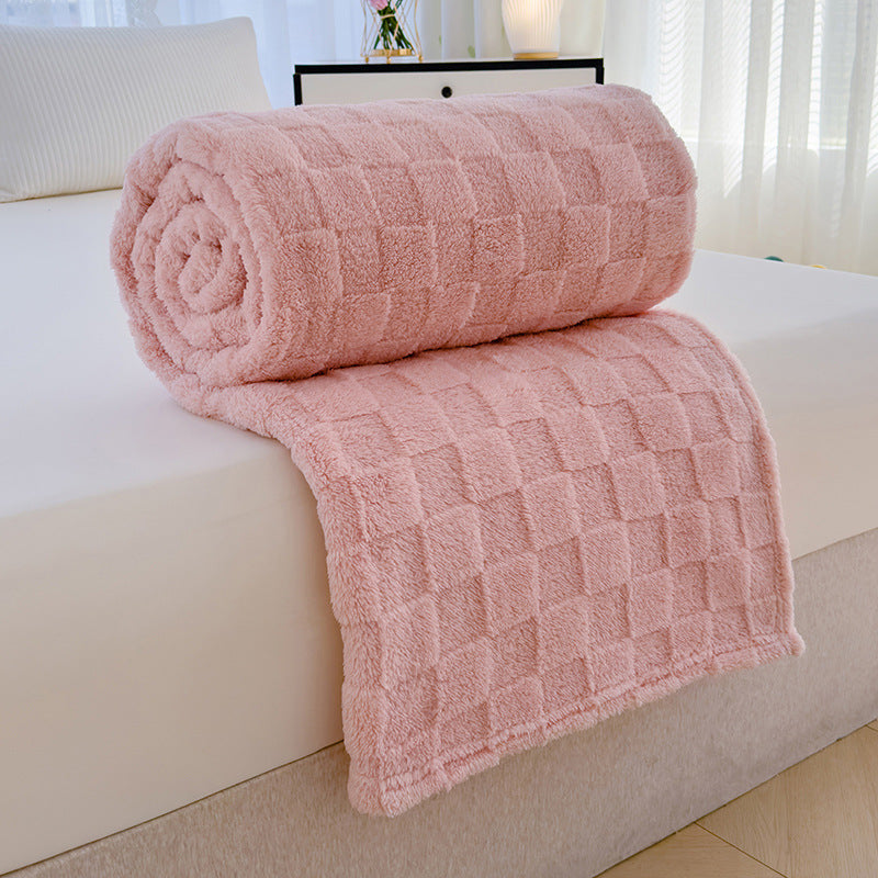 Jacquard-Korallenfleece-Decke mit Schachbrettmuster