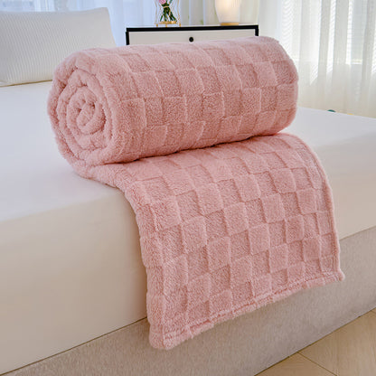 Jacquard-Korallenfleece-Decke mit Schachbrettmuster
