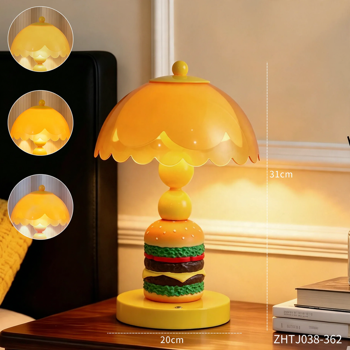 Hamburger-Tischlampe im kreativen Design