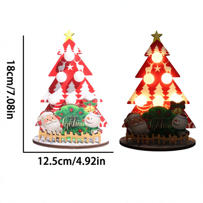 Dekorative Holz-Weihnachtsbaum-Tischleuchte mit LED