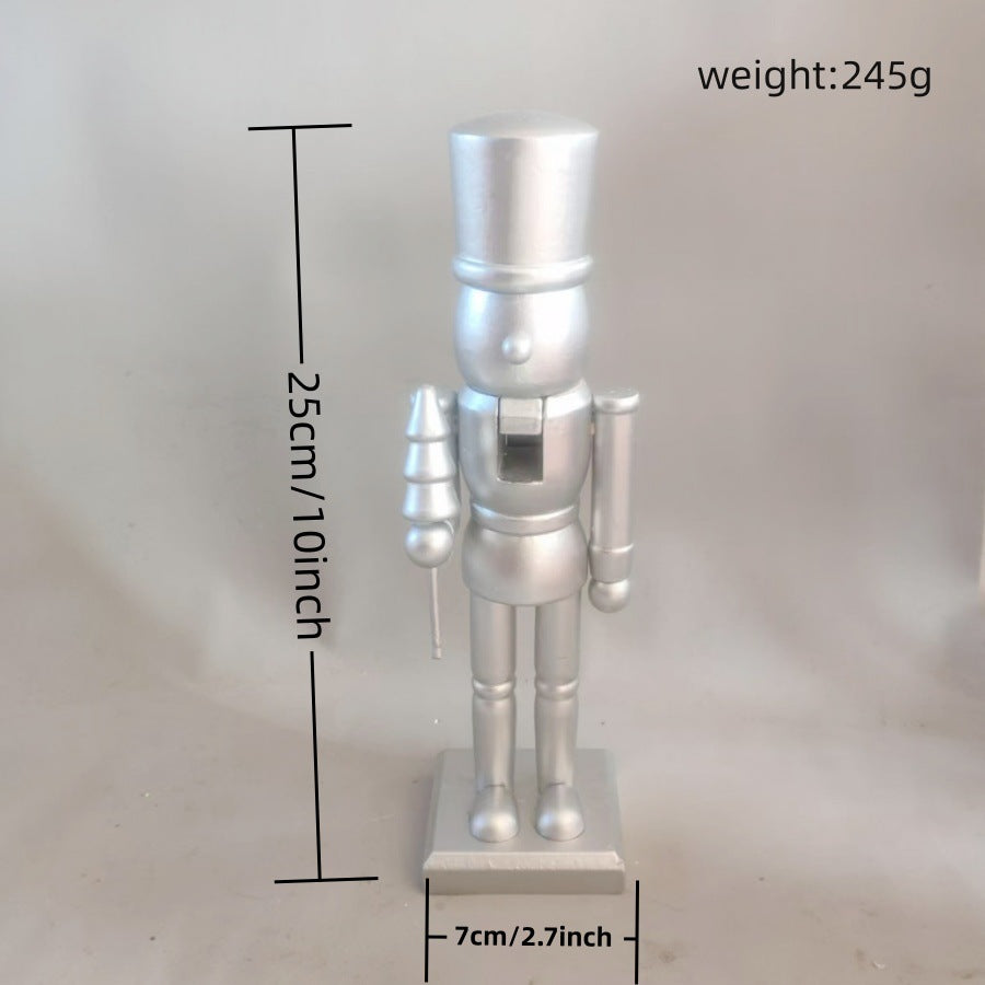 Nussknacker-Figur aus Holz, silberfarben