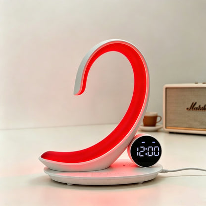 C-förmige LED-Stimmungsleuchte mit Digitaluhr und Rotlicht