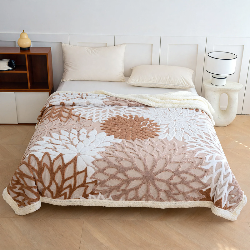 Warme Doppel-Kuscheldecke mit Lammfleece-Imitat
