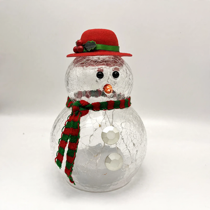 Dekorative Glas-Schneemann-Figur mit Beleuchtung