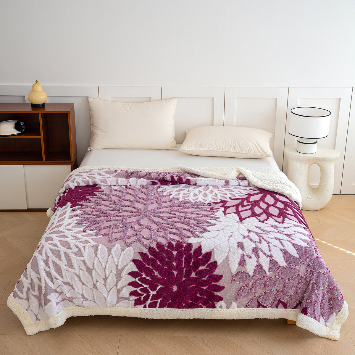 Warme Doppel-Kuscheldecke mit Lammfleece-Imitat