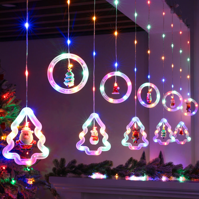 LED-Lichtervorhang mit weihnachtlichen Motiven