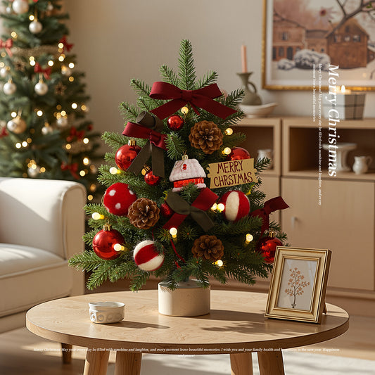 Mini-Weihnachtsbaum-Set mit Schnee-Effekt