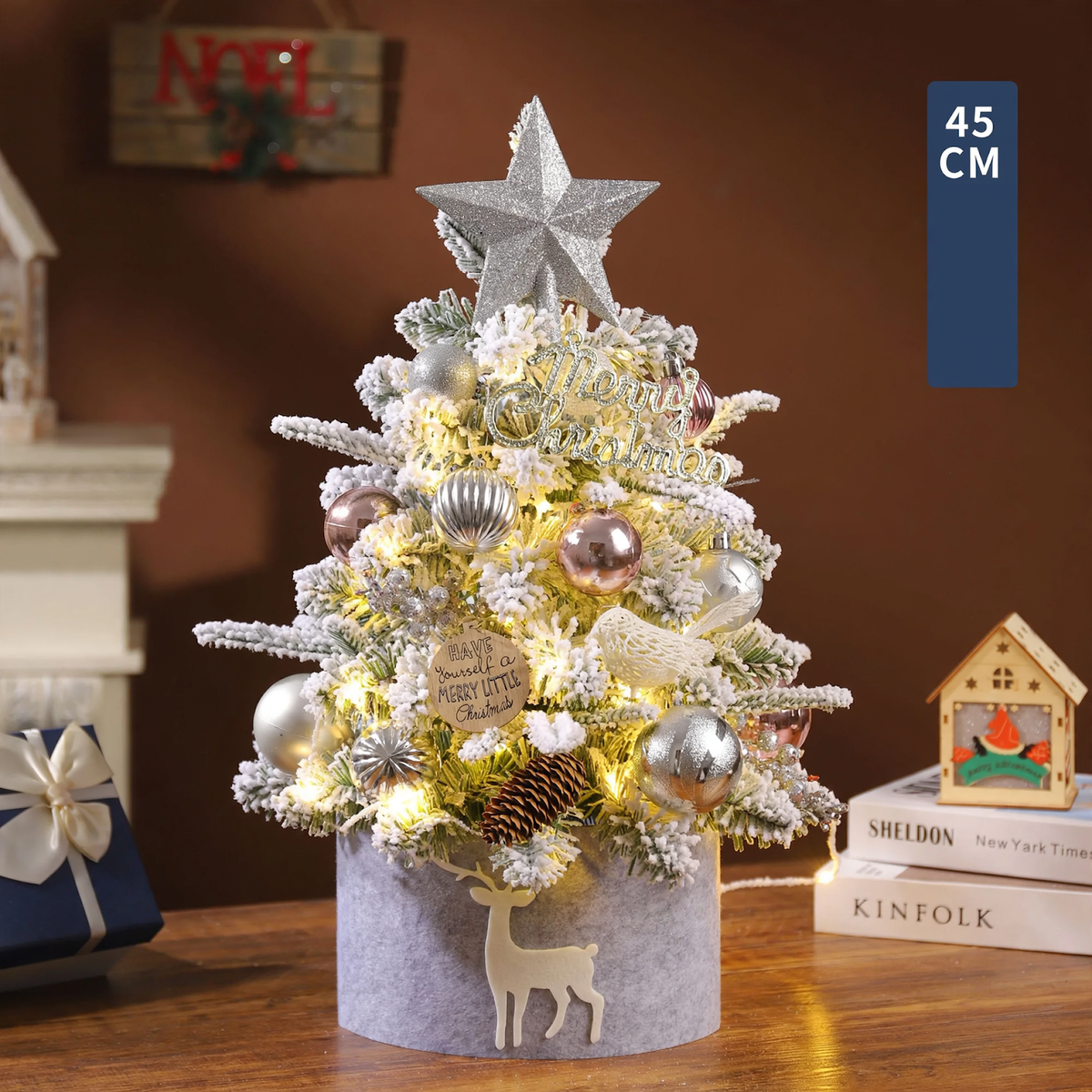 Mini-Weihnachtsbaum für den Tisch, 45-60 cm, beflockt
