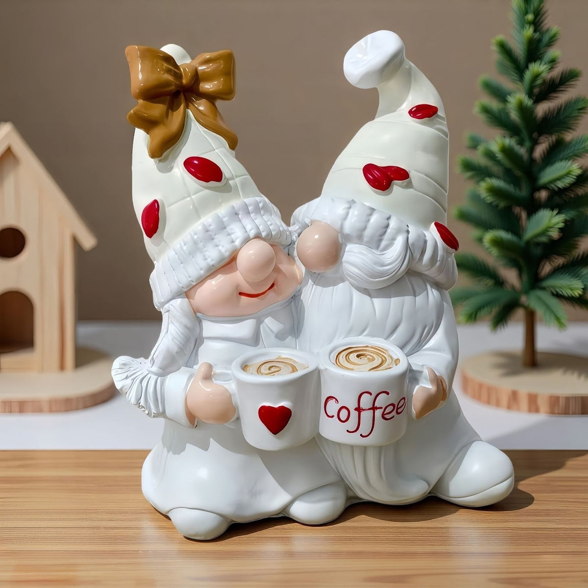 Weihnachts-Wichtel Paar aus Kunstharz