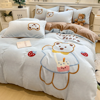 Milchfaser-Fleece Bettwäsche-Set, winterwarm, verschiedene Größen