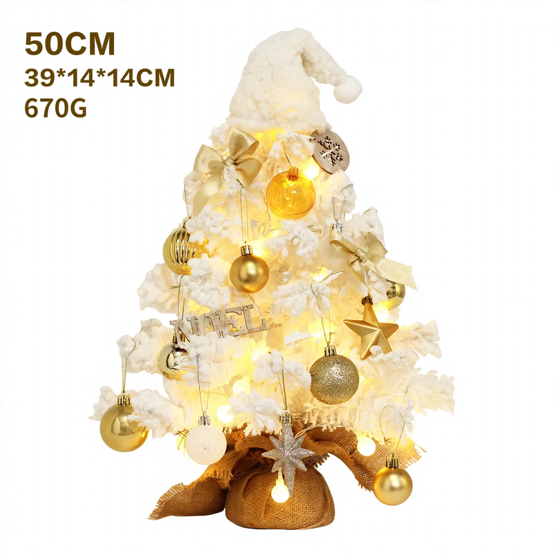 Mini-Weihnachtsbaum mit Beflockung und LED-Beleuchtung