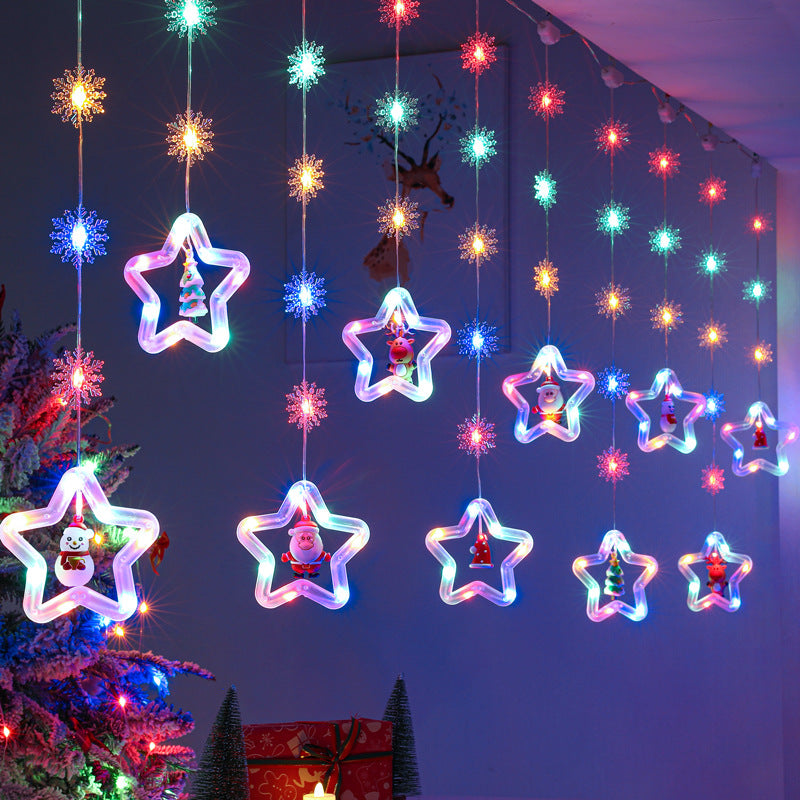 LED-Lichtervorhang mit weihnachtlichen Motiven