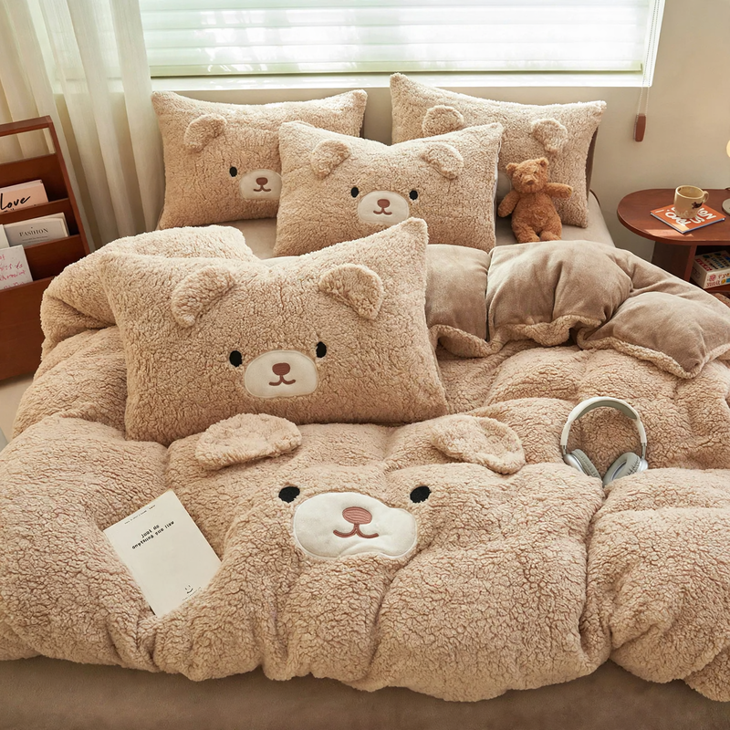 Flauschiges Milchfaser-Fleece-Bettwäsche-Set, verspielt