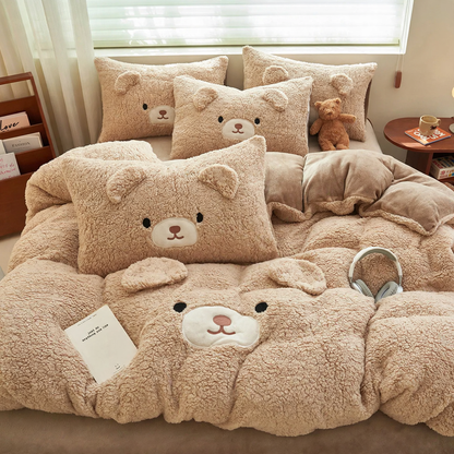Flauschiges Milchfaser-Fleece-Bettwäsche-Set, verspielt