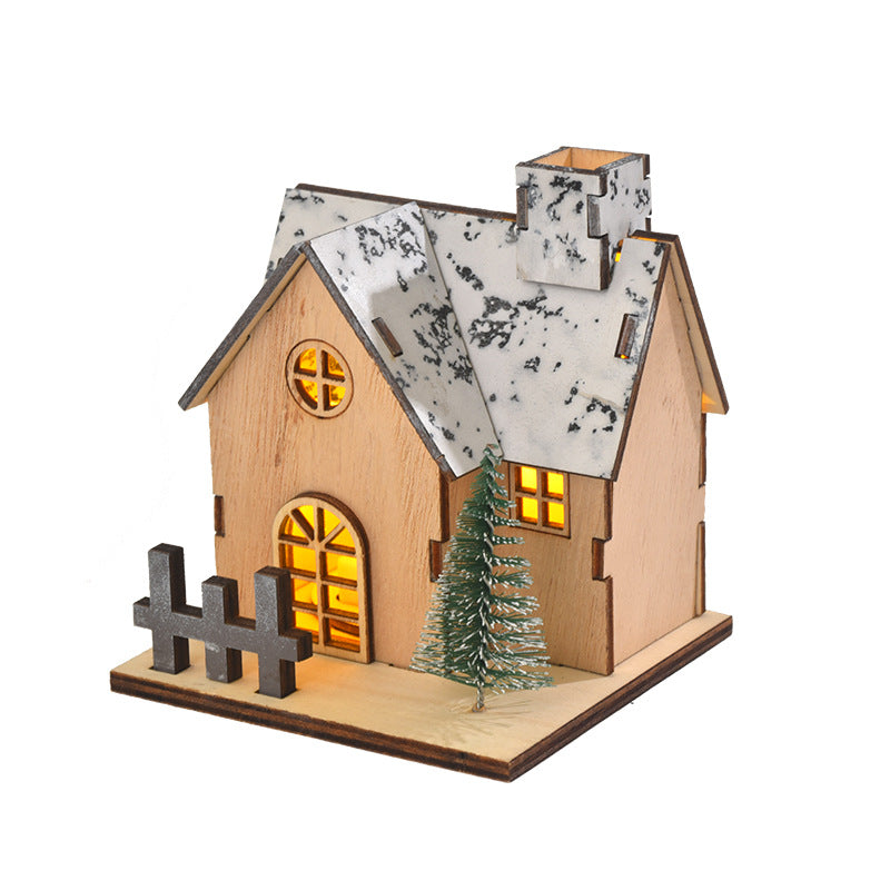 Beleuchtetes Holz-Weihnachtshaus mit LED