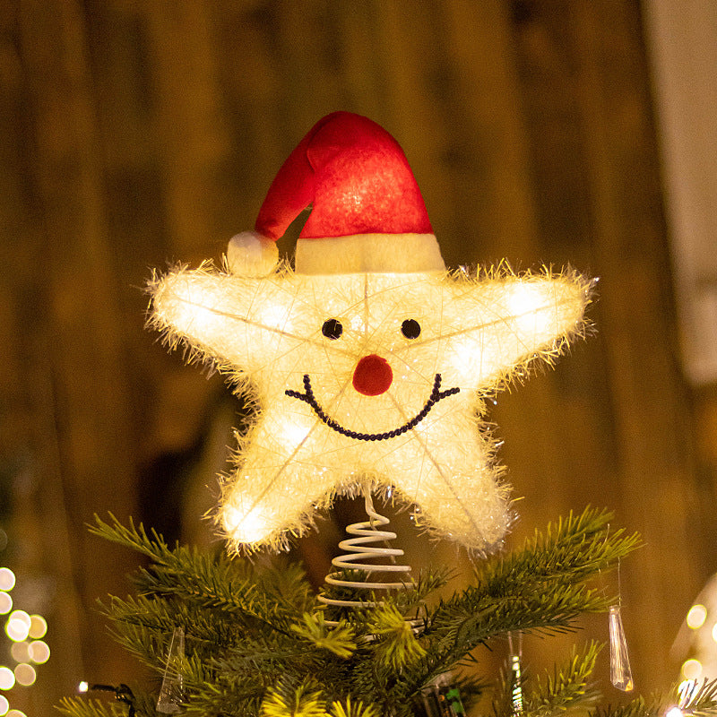 Beleuchteter Weihnachtsbaum-Spitzenstern aus Eisen