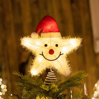 Beleuchteter Weihnachtsbaum-Spitzenstern aus Eisen