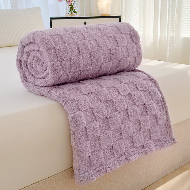 Jacquard-Korallenfleece-Decke mit Schachbrettmuster