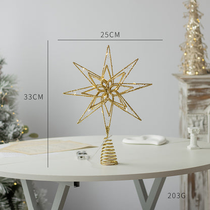 Beleuchteter Weihnachtsbaum-Spitzenstern aus Eisen