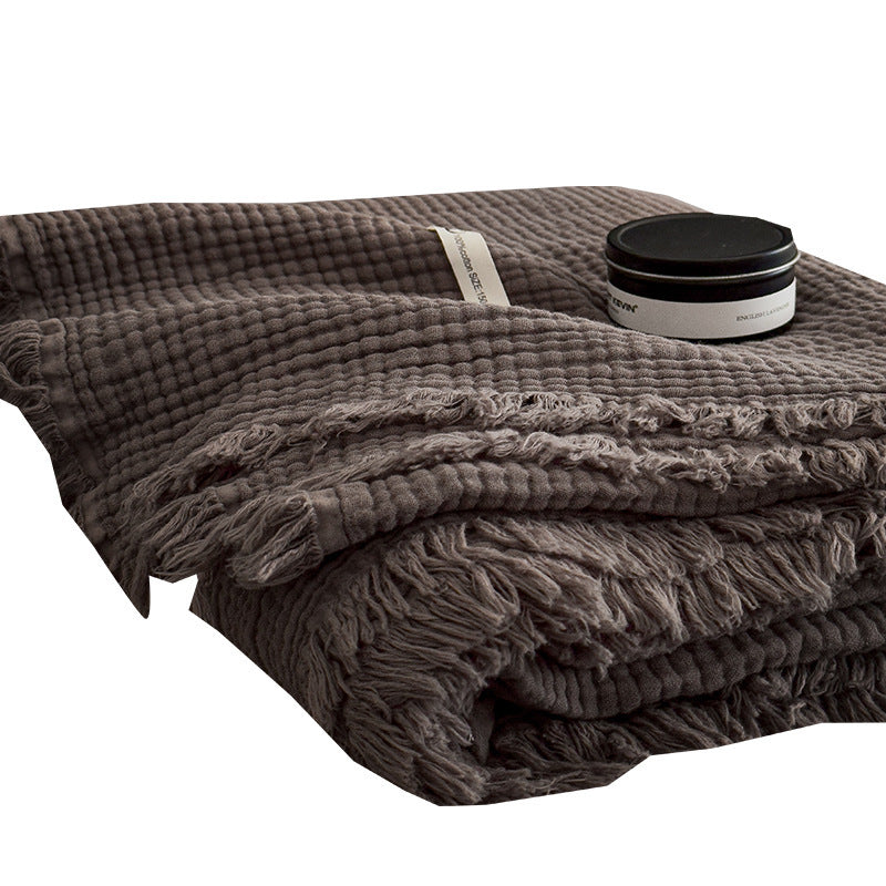 Baumwoll-Gaze-Decke mit Quasten, vierlagig