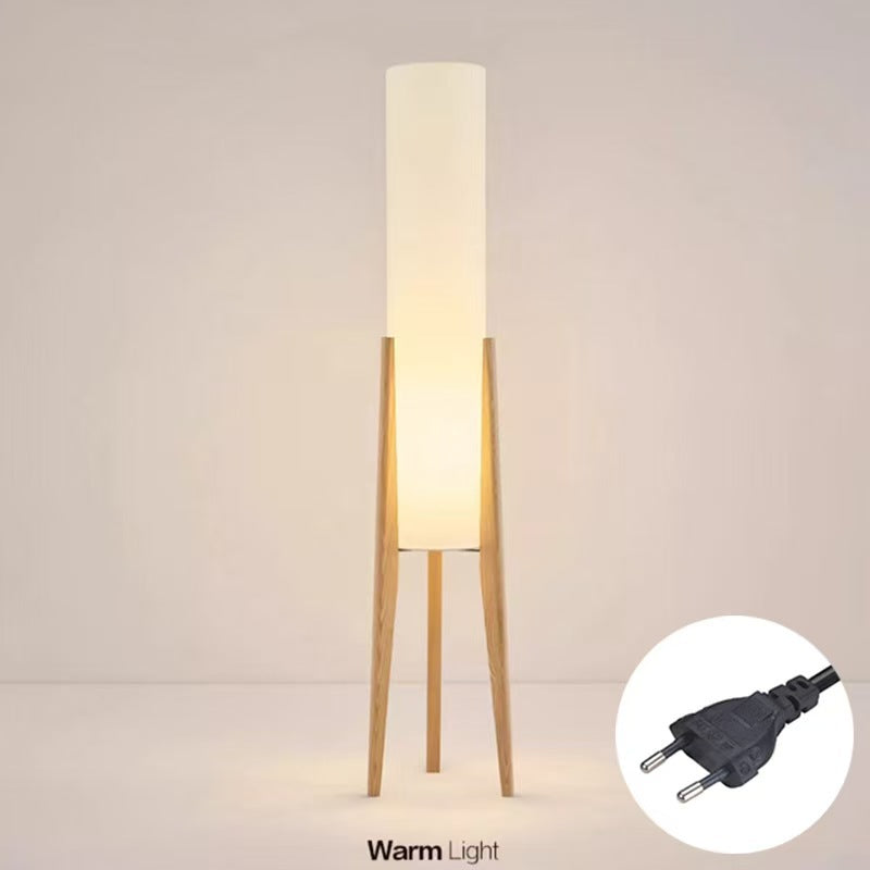 Vintage LED-Stehleuchte mit Holzgestell