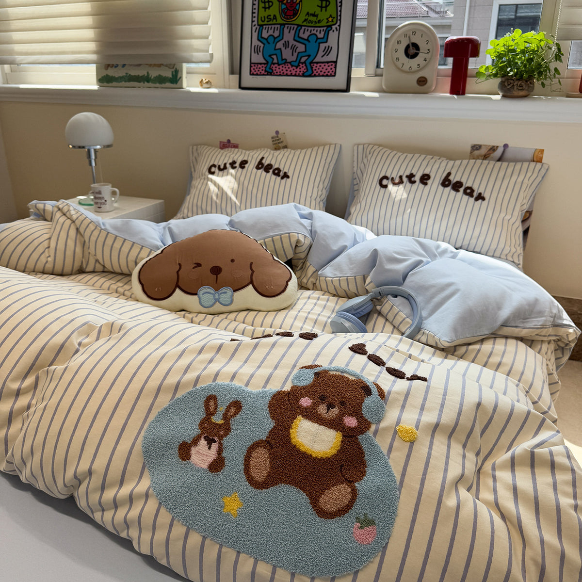 Angerautes Baumwoll-Bettwäsche-Set für Kinder