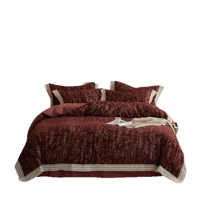Bettwäsche-Set mit Chenille-Optik und Baumwoll-Rückseite