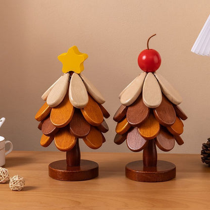 Dekorative Weihnachtsbaum-Untersetzer aus Holz