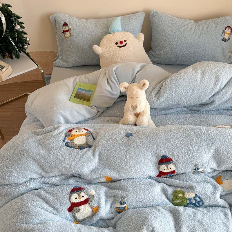 Milchfaser-Fleece Bettwäsche-Set, Teddy-Optik, verschiedene Größen