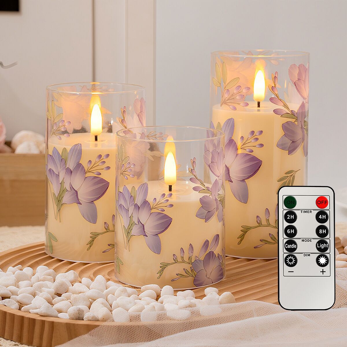 LED-Echtwachs-Optik Kerzen, 3er-Set