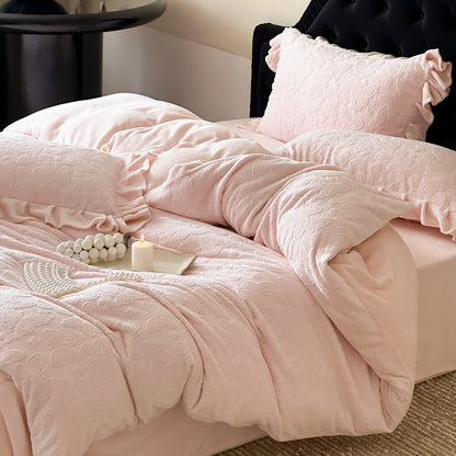Milchfaser-Fleece Bettwäsche-Set, floral, 4-teilig
