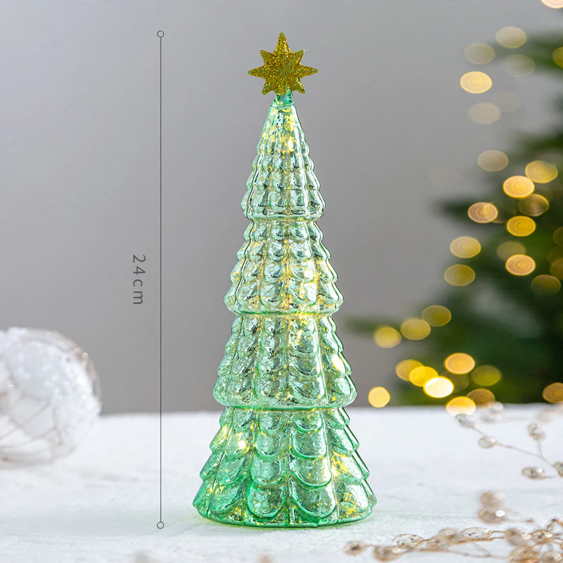 Weihnachtsbaum-Dekoration aus Glas, beleuchtet