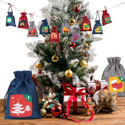 Weihnachts-Adventskalender-Aufkleber, 24er-Set