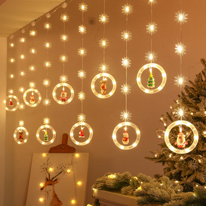 LED-Lichtervorhang mit weihnachtlichen Motiven