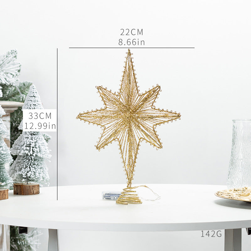 Beleuchteter Weihnachtsbaum-Spitzenstern aus Eisen