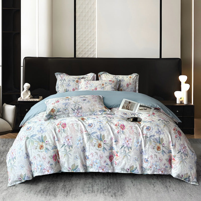 Baumwoll-Bettwäsche-Set, floral, minimalistisch