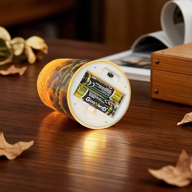 LED-Kerzen-Set mit Sonnenblumen-Motiv, 3-teilig